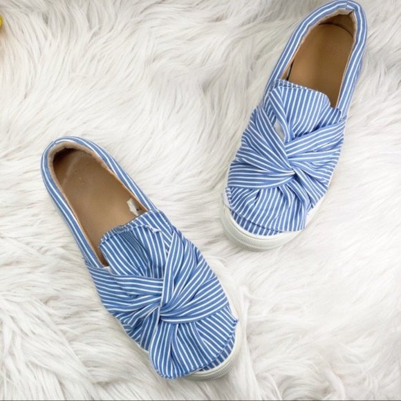a new day Shoes - A New Day Blue Stripe Bow Slip On Sneakers 6.5